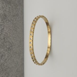 18K Gold Plated Tennis Bangle | Simulated Diamonds | Waterproof, Tarnish Proof